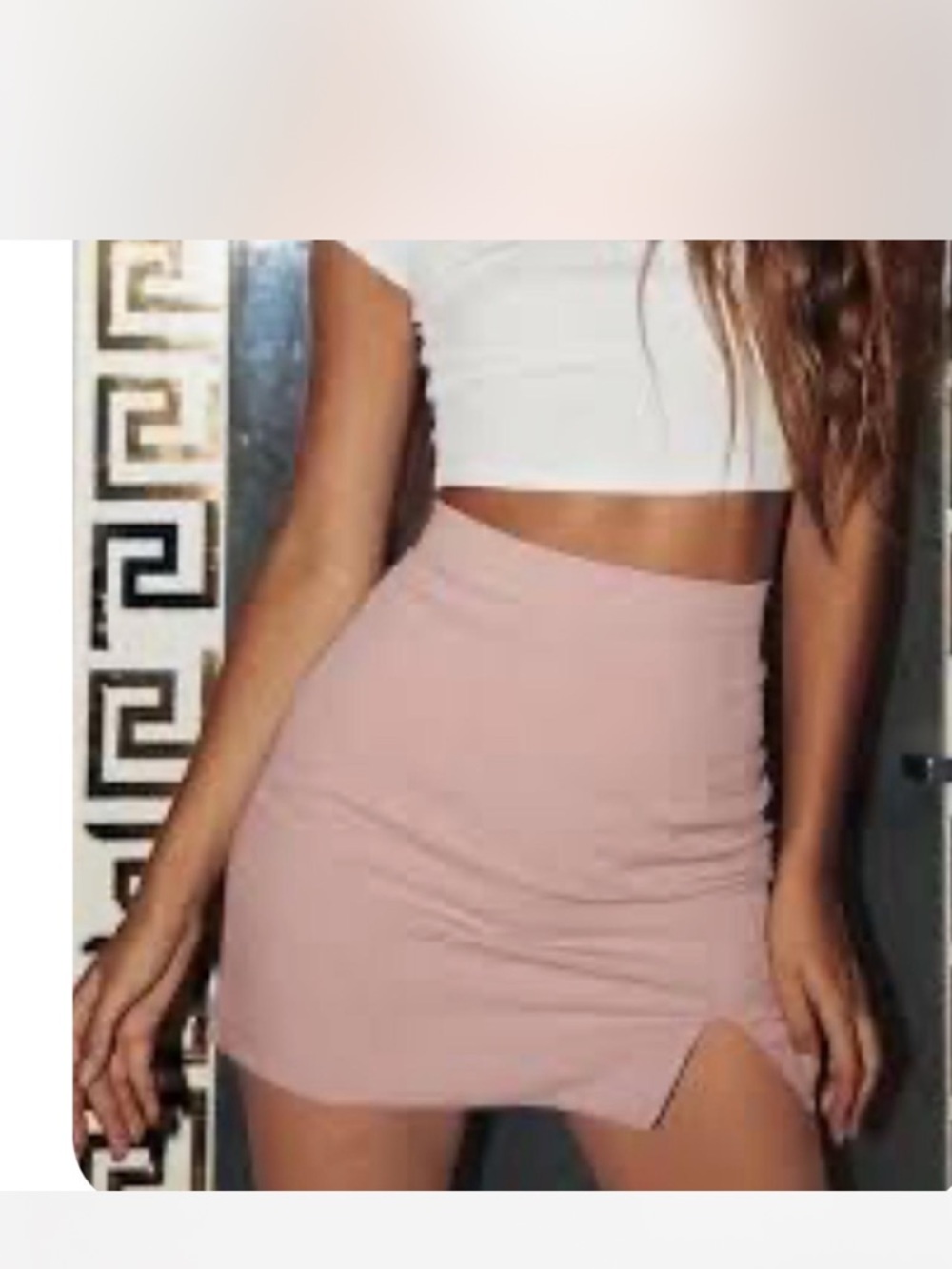 Princess Polly Dusty Pink High-Waist Mini Skirt with Small Side Slit